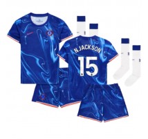 Chelsea Nicolas Jackson #15 Koszulka Podstawowa dzieci 2024-25 Krótki Rękaw (+ krótkie spodenki)